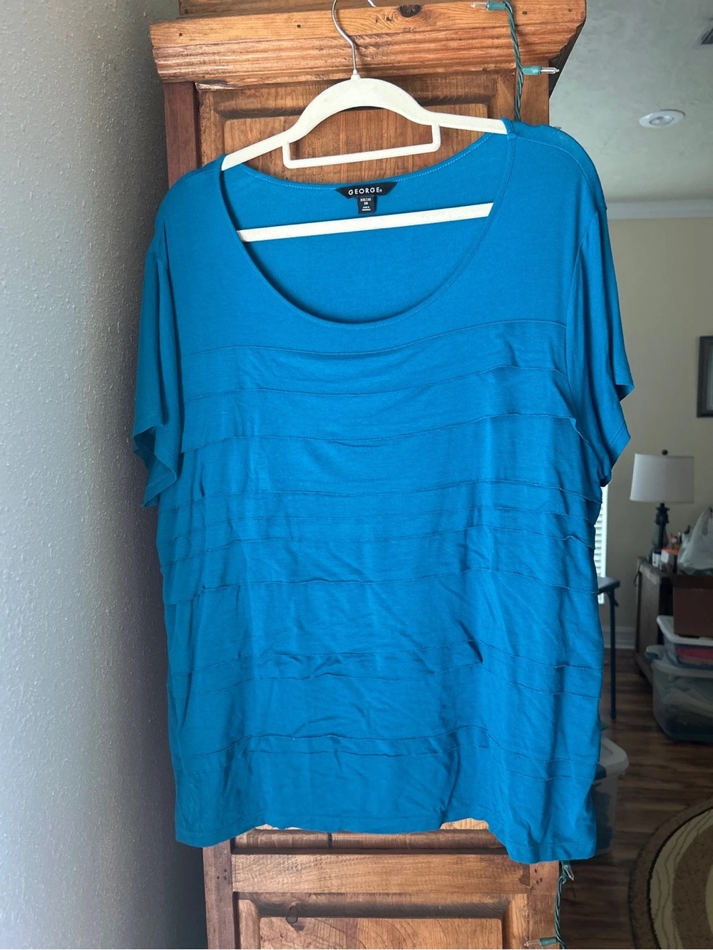 George Scoop Neck Short Sleeve Top in Teal
